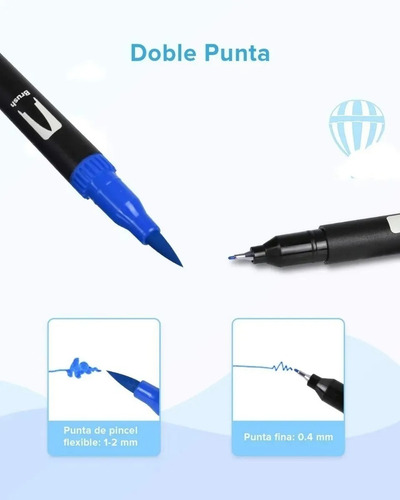 Imagen 4 de 8 de Marcadores Doble Punta Tipo Pincel 100 Colores