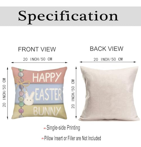 Juego De 4 Fundas De Almohada De Conejo De Pascua
