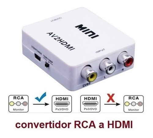 Adaptador Rca A Hdmi O Convertidor Rca A Hdmi 1080p 