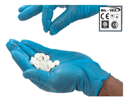 Guantes Bil-vex Nitrilo Descartable Celeste Xl Caja 100 Uni