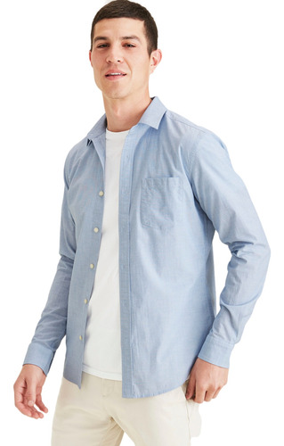 Camisa Hombre Original Button Up Slim Fit Azul Dockers
