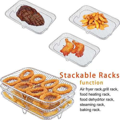 . Accesorios For Freidora De Aire En Rack Apilable De Tres