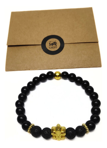 Pulsera De Hombre Lava Flor De Lis Dorada