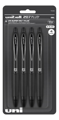 Bolígrafos Uniball 207 Plus+ Pack 4 Tinta Negra