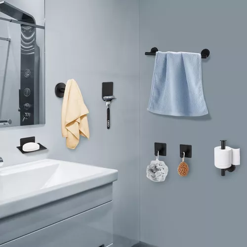 para baño Juego de Accesorios para Baño, Toallero, Gancho para Colgar,  Portarrollos de Tejido, Juego de Accesorios para Baño, Gancho para Toallas  para Baño, Bañ , 7 piezas