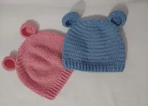 Comprar Gorros Tejidos Con Orejas De Oso Rn 1-3 Meses En Lana X2 Und