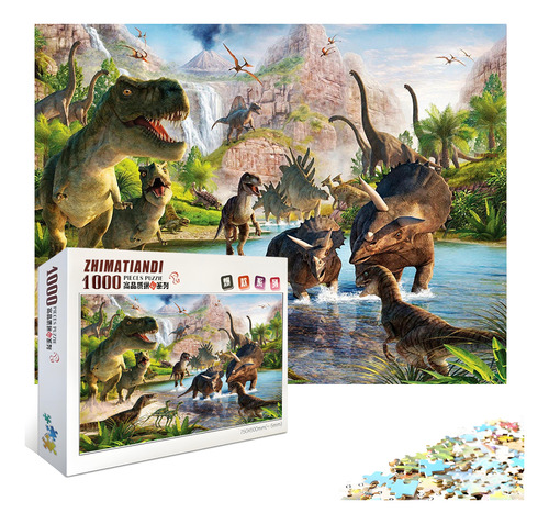 Rompecabezas Volcán Dinosaurio 1000 Piezas + Pegamento Polvo