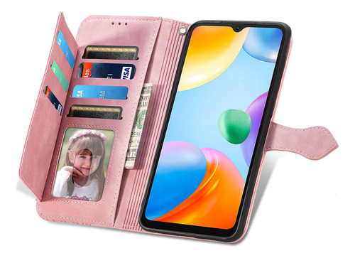 Funda De Piel Emboss Flowers Con Cremallera Para Redmi Note