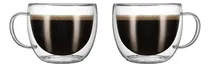 Comprar Set X2 Vasos Doble Pared Vidrio Asa 150ml Dwg04 Hudson