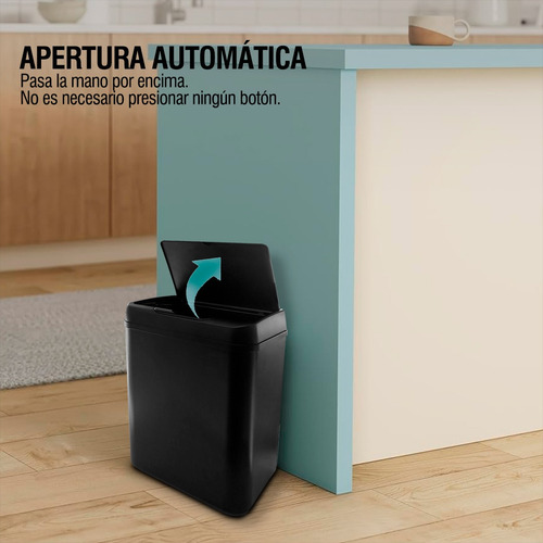 Cesto De Residuos Tacho De Basura Automático 9 Litros Mio Color Negro