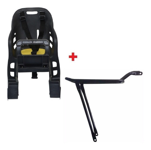 Kit Bagageiro Aço + Cadeirinha Infantil Traseira Bicicleta