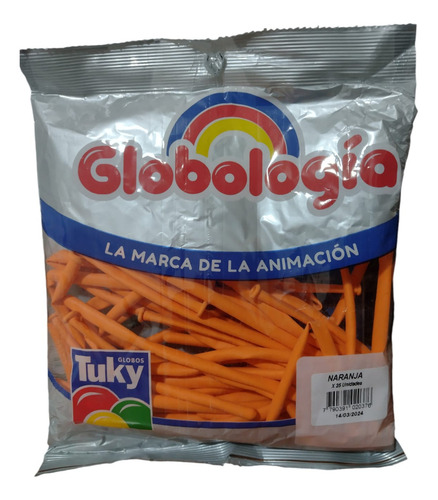 Globo Payaso Globologia Color Naranja X 25 Unidaes