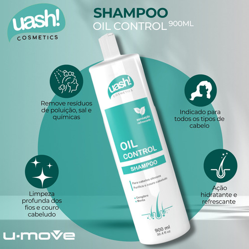 Shampoo Uash Oil Control 900ml - Gengibre E Menta