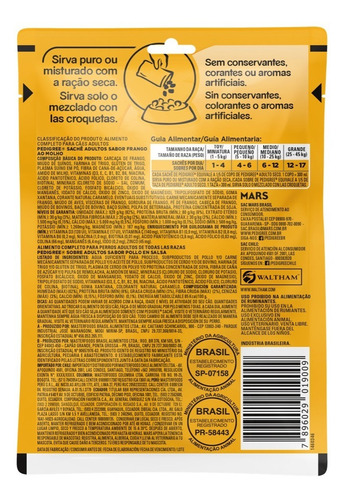 Alimento Perro Pedigree Sobres Adulto Pollo X100gr(pakx18un)