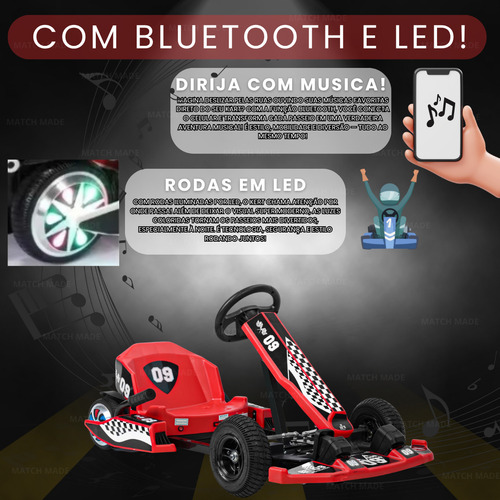 Kart Elétrico Infantil 350w Com Bluetooth Até 80kg Até 20km