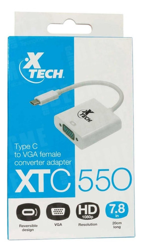 Adaptador Usb C A Vga Hembra Xtech Video Full Hd Xtc-550