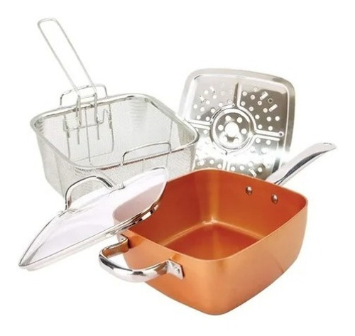 Kit Set Juego Cocina Sarten - Freidor - Rejilla 5 Piezas 