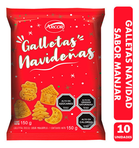 Galletas Navidad Sabor Manjar De Arcor - (pack De 10 Uni)