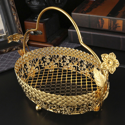 Cesta De Fruta De Metal Con Asa Para Decoración De Fiestas