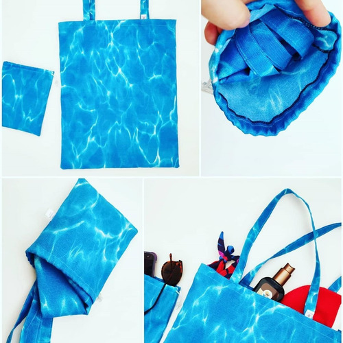 Imagem 8 de 10 de Bolsa De Praia Ou Compras Sacola Tipo Ecológica Com Saquinho