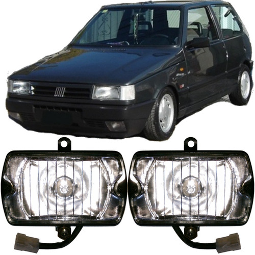 Kit X 2 Faro Auxiliar Fiat Uno  Duna Scr Fitam Con Lampara