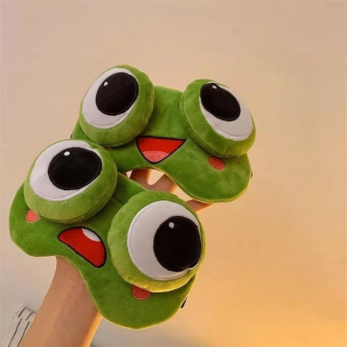 3d Máscara De Dormir De Felpa Suave Con Diseño Rana Bonito