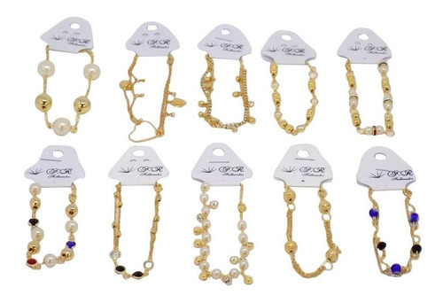 Atacado Pulseira Feminina Com 5 Folheado Revenda Nf