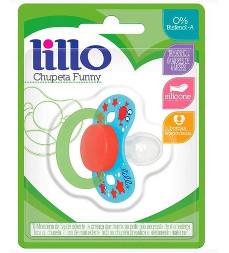 Chupeta Bico De Silicone Funny 6m+ Azul - Lillo