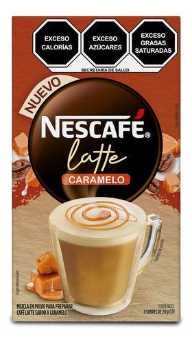 Caja Con 6 Sobres De Café Nescafé Latte Caramelo de 20 cada uno