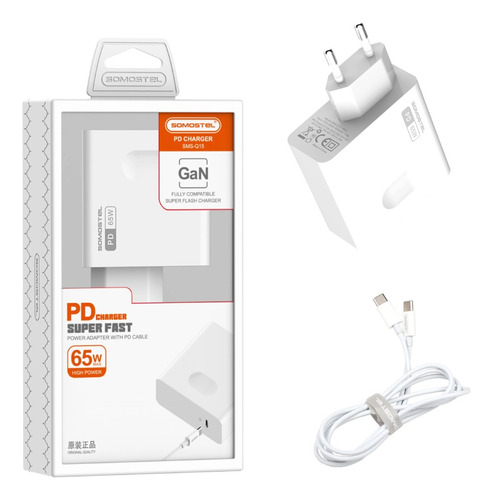 Cargador Super Rapido 65w Sms-q15 Somostel Tipo C - Ios Appl