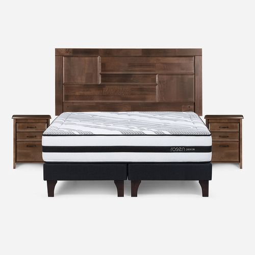 Cama Europea Driven 2 Plazas Base Dividida Con Muebles Dolce