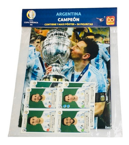 Maxi Poster Y Figuritas Argentina Campeon 2021 Ar1 Mpos