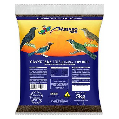 Ração Granulada Fina Com Óleo 5kg-pássaro Forte