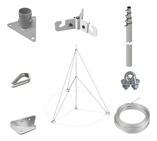 Mástil Telescópico 12m C/accesorios De Instalacion Kitslm12