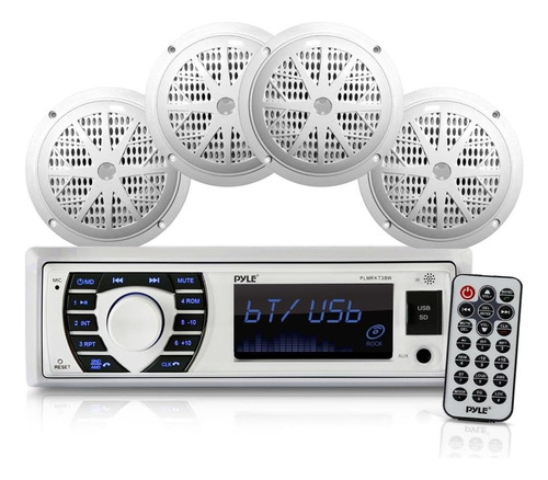 Pyle Juego De Altavoces Receptores De Radio Marinos De 12 V Color Blanco 110v