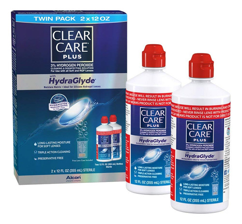 Clear Care Solucion Plus Con Hydraglyde Twin Pack, 2 X 12 On