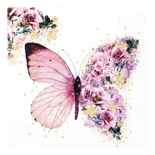 Imagen 2 de 6 de Servilletas Decoupage Laura Craft Set Mariposa Floral 1