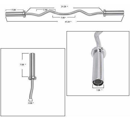 Balancefrom Standard Olympic Super Curl Barbell Curl Bar Ros
