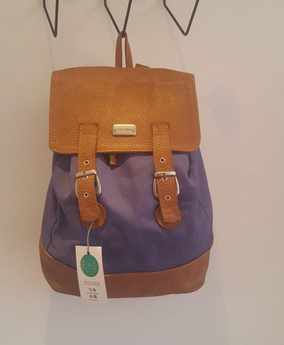 Mochila De Cuero Y Tela