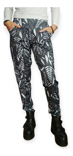  Pantalon Babucha Mujer En Spandex Frisado Con Bolsillos