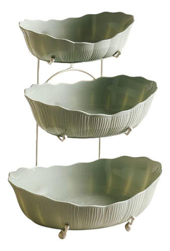 Placa De Cesta De Cesta De Frutas Em Verde 28.5x25x31cm