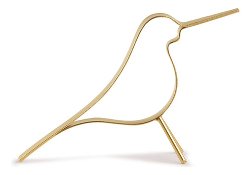 Escultura Animal Pássaro Dourado Em Metal