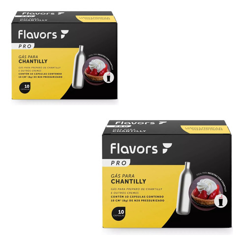 Capsulas De Gás Sifão Chantilly N20 C/ 20 Unidades Flavors