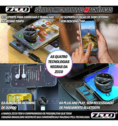Microfone Lapela Sem Fio Magnético 2 Duplo Com Redução Ruído
