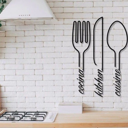 Cuadro Cubiertos Con Nombres 120cm Metal Pintura Horneada Negro