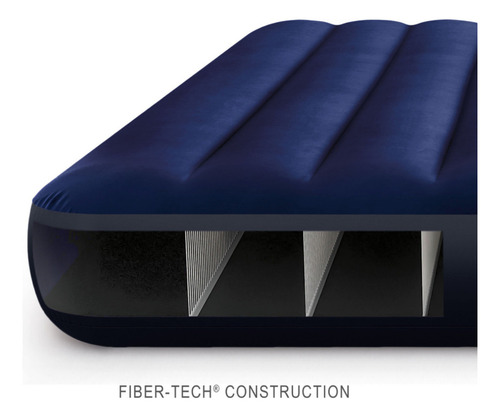 Colchão Inflável Casal Fiber Tech Intex Bomba Eletrica Azul