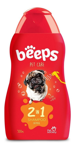 Pet Society Beeps Shampoo 2 Em 1 Pelos Curtos 500ml