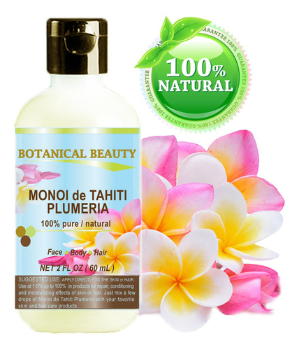 Aceite De Monoi De Tahiti Plumeria, 100% Natural/100% Puro .
