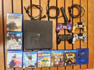 Playstation 4 Slim + 4 Controles + Camara + 8 Juegos