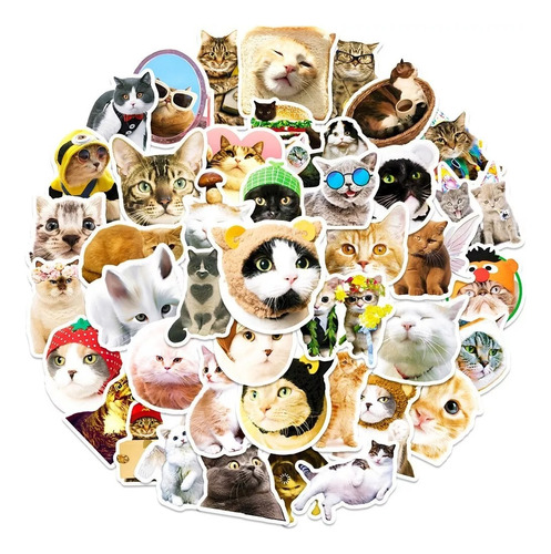 Gatitos Mininos Kawaii - Set De 50 Stickers / Calcomanías